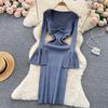 Sexy Bodycon V Neck Flare Pletené šaty s dlouhým rukávem Elegantní Elegantní Vestidos Podzimní Ženy Módní Hip zavinovací šaty