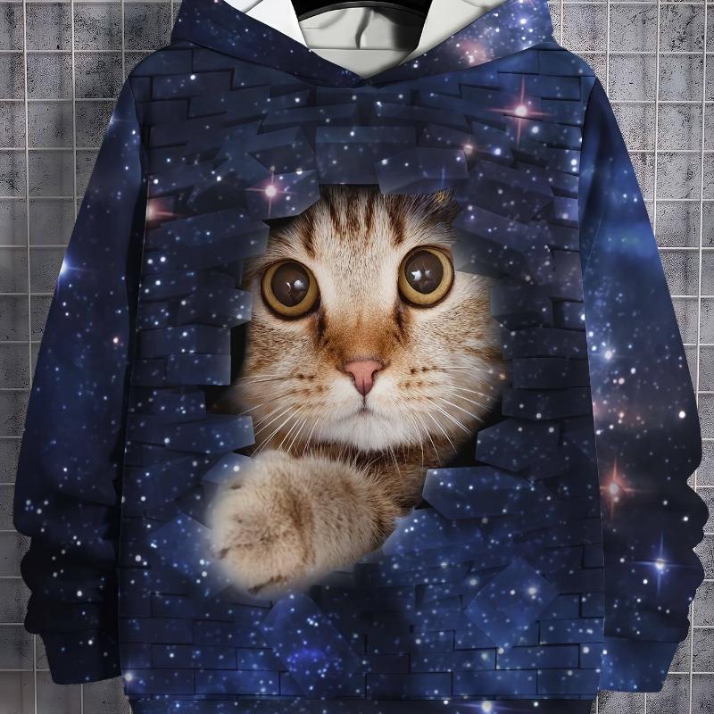 Hanorace Imprimare 3D Animale drăguțe Pisică Hanorac grafic Băieți Fete Hanorac neutru cu glugă pentru copii Moda Hanorac supradimensionat