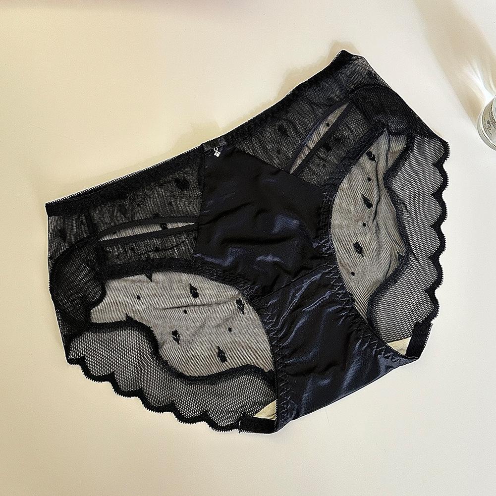 Women's Antibacterial Splicing Hollow Heart Sexy Pure Lust Mesh Lace Panties