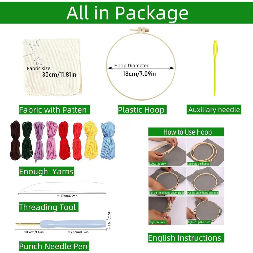 Punch Needle Kit Embroidery Punch Needle Kit Sheep Arts and Crafts with Threader Instruction Fabric Hoop Yarn Crafting Supplies