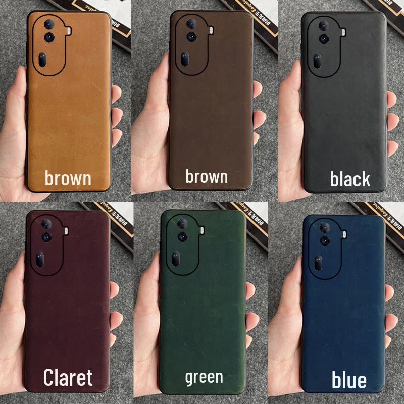 

OPPO Reno8Pro Cowhide Leather Protective Case - Genuine Full Cover for Reno8. Reno6 чёрный