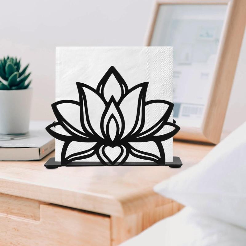 Strong Iron Tabletops Tissue Holder with Not Slip Base Modern Metal Napkin Stand for Restaurant Hotel & Homes Kitchen Use