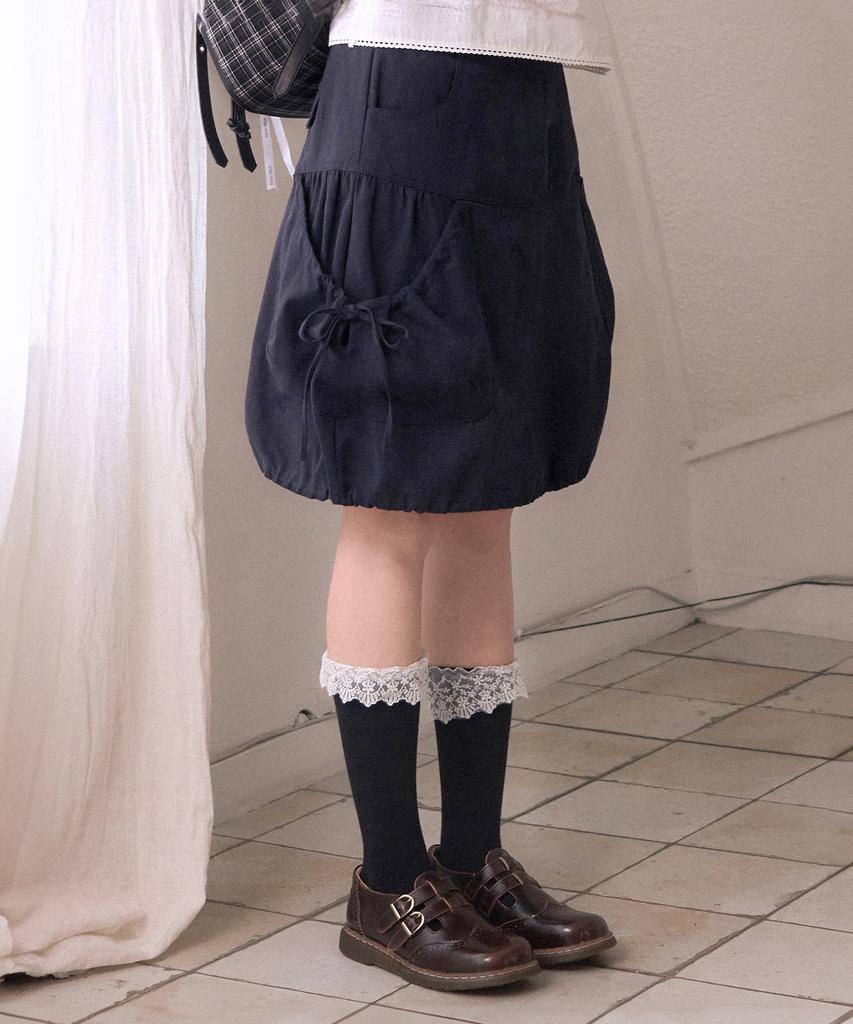 Leijeumiya Mio Shirred Balloon Skirt [Navy]