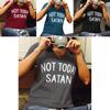 Stylish Women Not Today Satan Tee Comfortable Casual Short Sleeve V-neck Top