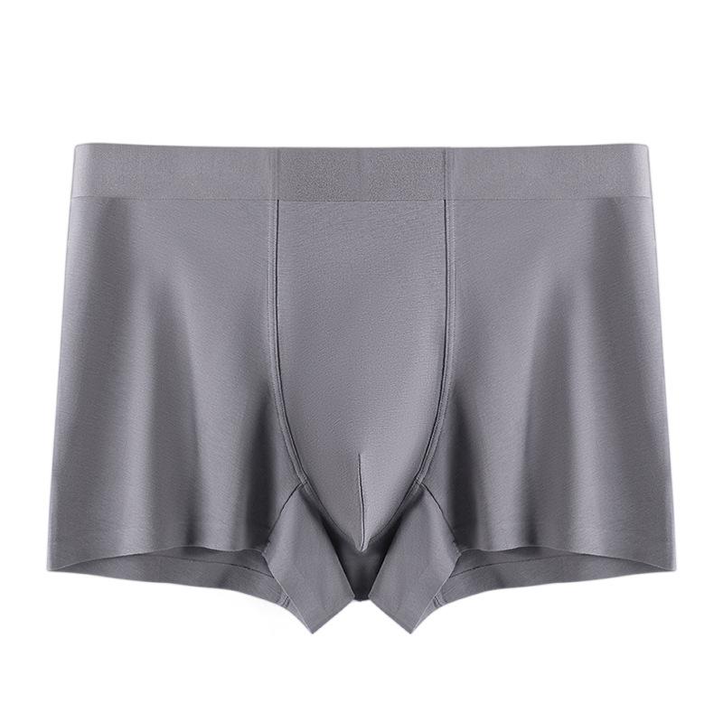 Plus Size Men's Spring and Summer Solid Color Antibacterial Breathable Non Mark Mid Waist Flat Angle Underwear