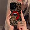Rote Lippen Große Zunge Leopard Silikon Lederhülle Für iPhone 13 14 15 Pro Max Plus 11 12 Mini X XS XR 7 8 SE Stoßfeste Hülle