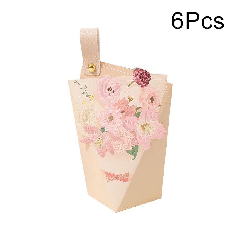 6Pcs/Pack Creative Paper Engagement Bouquet Valentine Theme European Style Candy Box