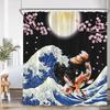 Japanese Style Shower Curtains Toad Master Frog Sea Waves Koi Cherry Blossom Bathroom Decorations Vintage Japan Bath Curtain