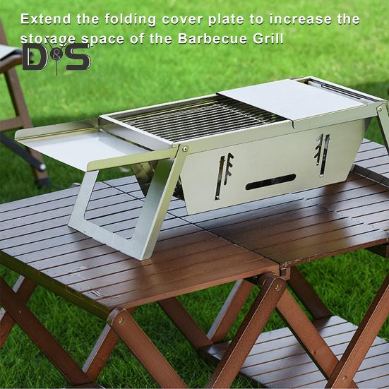Stainless Steel Outdoor BBQ Grill Portable Folding Charcoal Grill with Glove Carry Bag Heavy Duty Camping Picnic Backyard Barbecue Grill