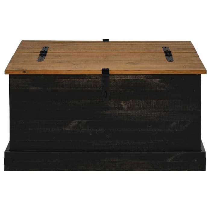 VidaXL Coffre de rangement HALDEN noir 91x91x47 cm bois massif pin, stockage de coffre, coffre de rangement en bois, coffre 4018408