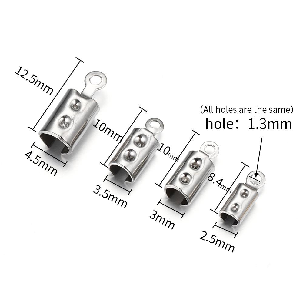 30pcs Stainless Steel Crimp Caps DIY Necklace Chain Fastener Connectors Cords Rope Bracelet End Caps Jewelry Making DIY Supplies