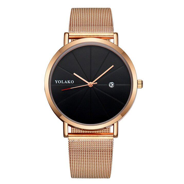 

YOLAKO Брендовые мужские часы с полным календарем, военные спортивные наручные часы, мужские часы из нержавеющей стали, модные роскошные часы ярко-розовый