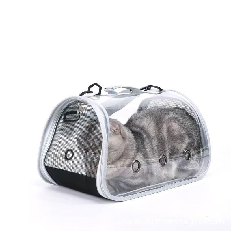 Transparent Outdoor Cat Carrier Backpack - Breathable, Panoramic View, Portable, Handheld & Shoulder Bag.