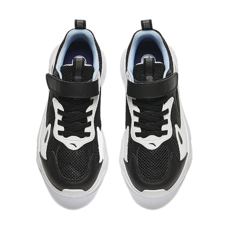 Anta Comfortable Versatile Shock Absorbing Breathable Low Top Casual Shoes Kids sneaker Black White 312438803-1