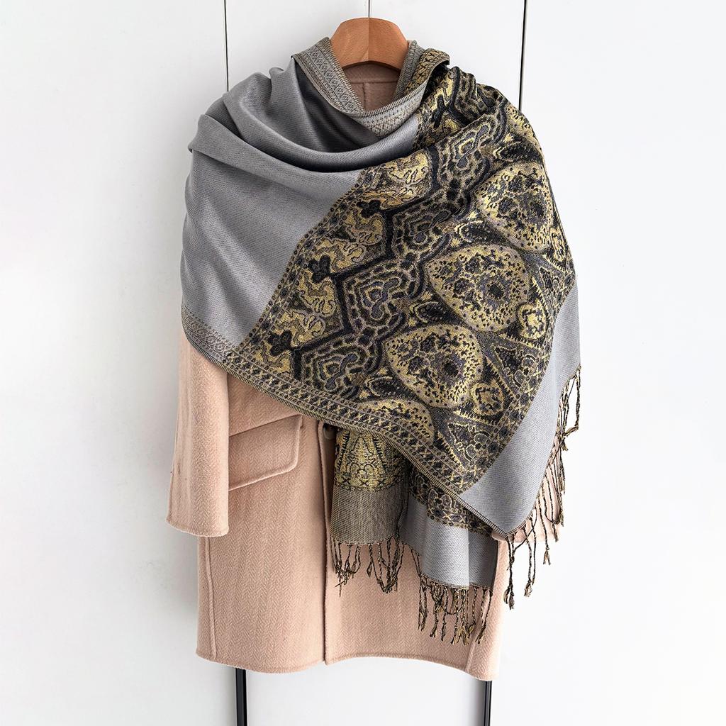 Luxury Scarf For Women Autumn Faux Cashmere Pashmina Shawl Wrap Warm Winter Shawl Design Print Female Foulard Stoles