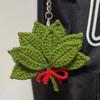 Hand-Crocheted Pomelo Leaf Keyring Diy Yarn Green Leaf Keychain For Dispelling Bad Luck Home Bedroom Decoration Birthday Gift
