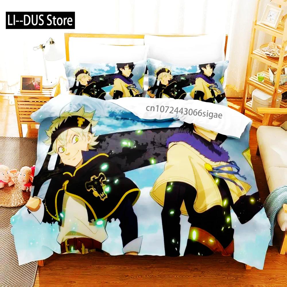 Black Clover Bedding Set Single Double Full Queen King Size Anime Duvet Cover Set For Adults Boys Quilt Cover Pillowcase