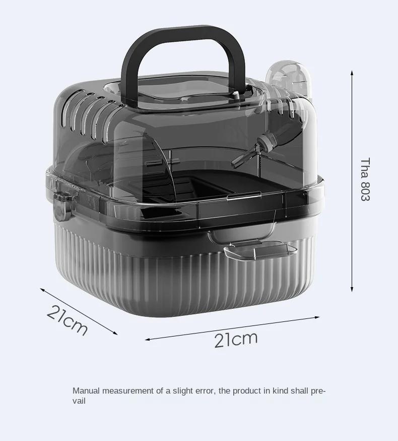 Hamster Palace Foldable Travel Cage-2-Layer Transparent Habitat with Anti-Leak Water Bottle&Detachable Tubes Machine-Washable