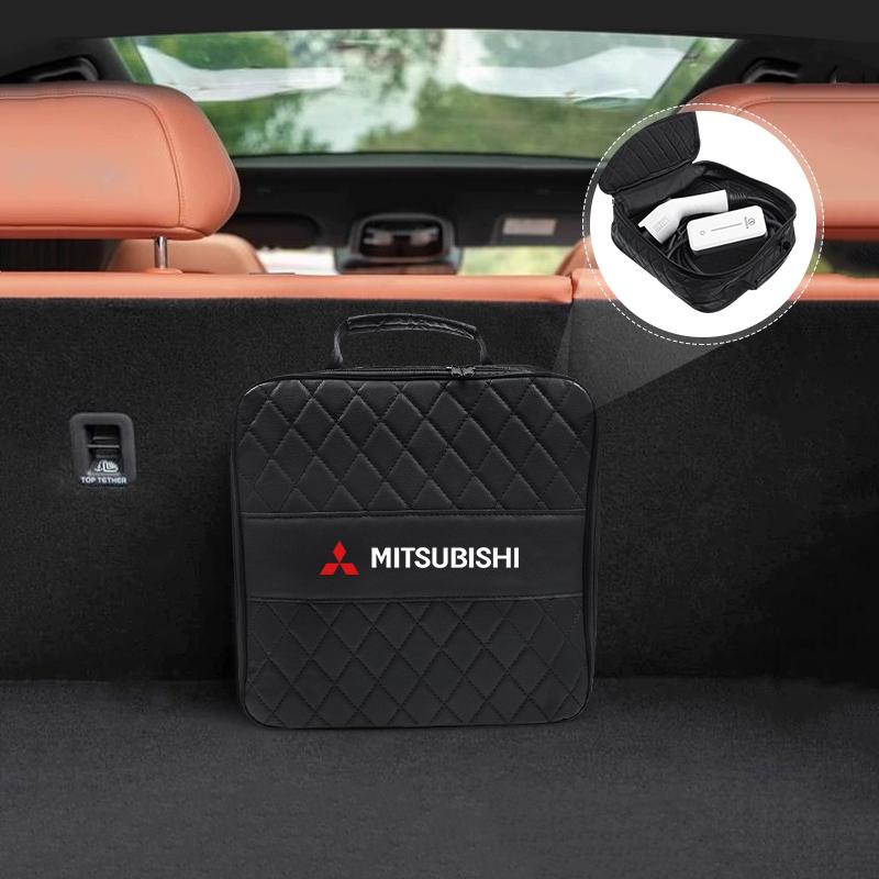 Car Storage Bag Leather Organizer For Mitsubishi Eclipse Lancer Outlander Pajero ASX Colt I200 Space Delica Triton Ralliart Star