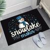 Velvet Christmas Snowman Snowflake Pattern Doormat, Thickened Wear Resistant for Entrance/Entrance/Kitchen/Bedroom/Living Room