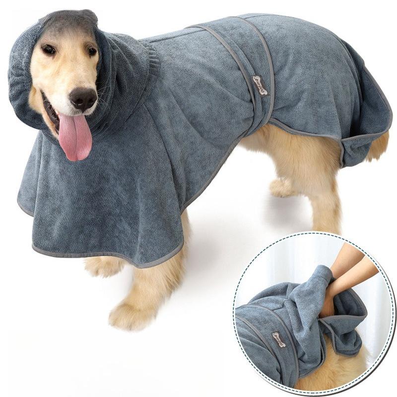 Super Absorbent Quick Dry Dog Bathrobe Soft Microfiber Bath Towel Clothes for Medium Large Dogs Golden Retriever After Shower Swimming