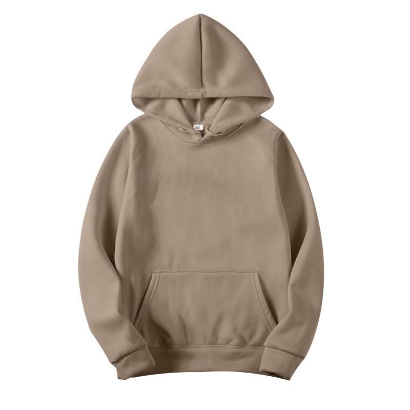 Unisex Fleece-Lined Thick Hooded Jacket - Solid Color, Trendy Autumn/Winter Style, Custom Logo Printing