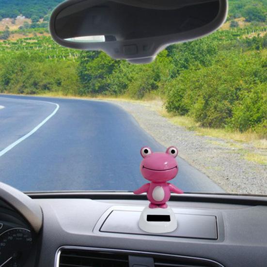 Bobble Head Green Frog Decoration Solar Powered Shaking Head Frog Car Dashboard Ornament Educational Cartoon Animal Toy