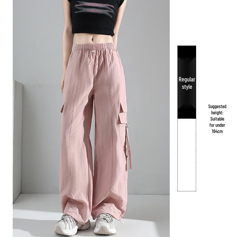 Women's High Waist Purple Parachute Jumpsuit - 2025 Loose Fit, Quick-Dry Ice Silk Hiking Pants