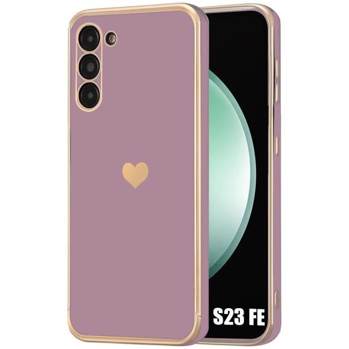 Coque de protection - booling - samsung galaxy s23 fe - antichoc en silicone tpu - motif cœur violet - luxe