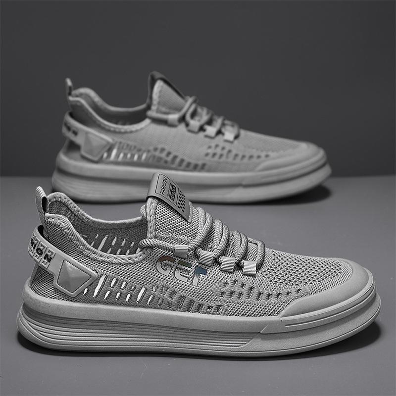 Summer Breathable Flying Woven Tide Shoes Hollow Sports Running Shoes Men'S Fashion Casual Shoes Summer Comfortable Single Shoes