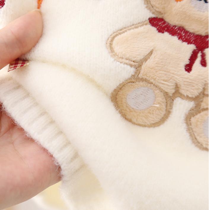 Autumn Winter Girls  Knitted Sweater Pullover Round Neck Knitwear Children's Western Cartoon Long Sleeve Sweaters