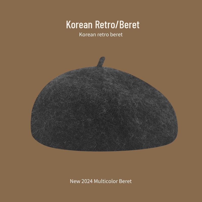 Korean Style Women's Wool Knit Beret – Warm Retro Octagonal Hat