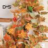 175/200CM Artificial Maple Leaf Garland Home Garden Indoor Outdoor Hanging Faux Red Leaves Plants Vine Halloween Fall Harvest Festival Decoration
