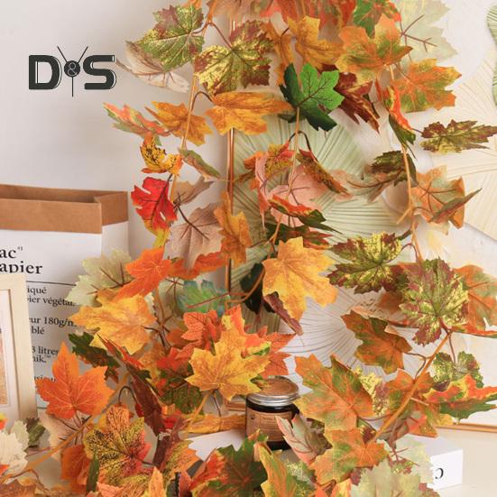 175/200CM Künstliche Ahornblattgirlande für Haus, Garten, drinnen und draußen, zum Aufhängen, künstliche rote Blätter, Pflanzen, Reben, Halloween, Erntedankfest, Dekoration