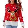 Autumn Winter Women Christmas Pullover Sweater O-Neck Long Sleeve Deer Xmas Tree Snowflake Jacquard Print Knitting Tops