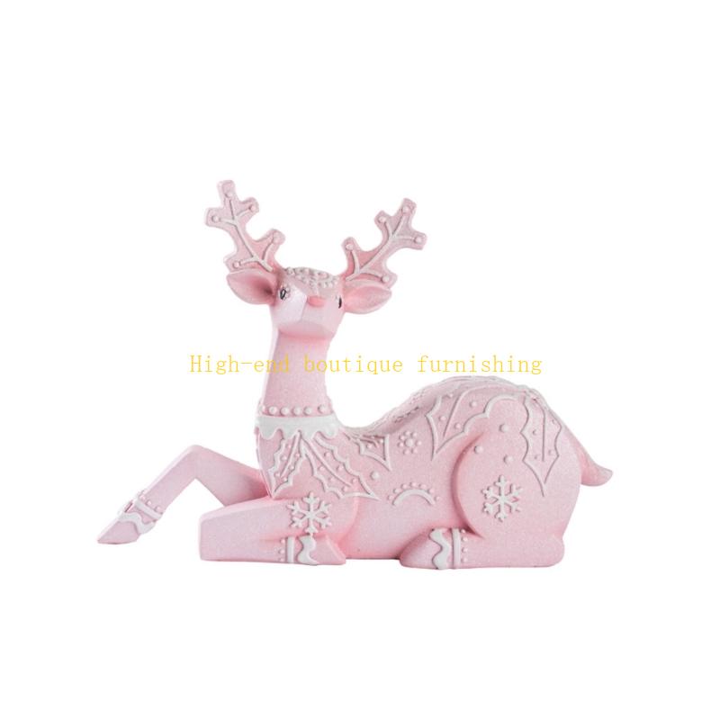  Christmas Reindeer Resin Ornament Weather Resistant Indoor Outdoor Festival Display Deer Statue Decoration