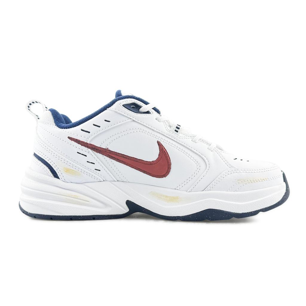 Nike Air Monarch 4 Abrasion Resistant Slip Resistant Low top Chunky Sneakers Unisex White Gold 415445-102(Team1830-S-BOX)