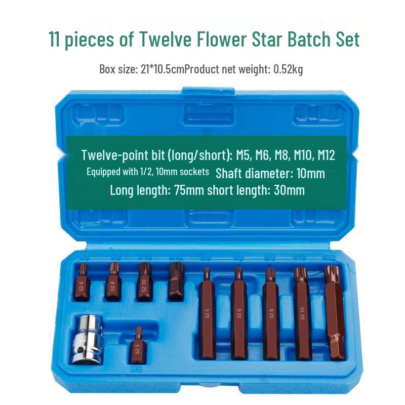 1/2'' Hex Torx Extended 12-Point Impact Socket Set