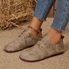 New Large Size Retro Style Flat-bottomed Casual Single Shoes Women's Foreign Trade Low-top Front Lace-up Lazy Loafers Wish