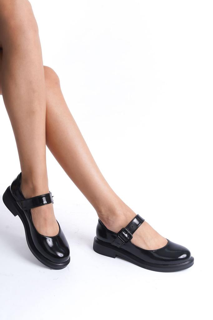 Women's Fashion Faux Leather Thick Heeled Loafer Marie Loafer Moccasin Casual Buckle Strap Casual Shoes