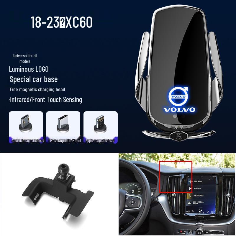 Volvo XC60/S90/V90/S60/V69 için Uyumlu Manyetik Kablosuz Hızlı Şarj Cihazı ve Telefon Tutucu