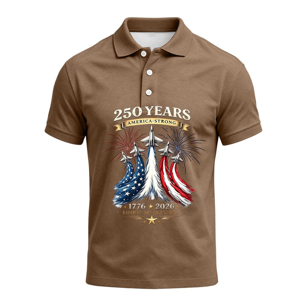 Men's 250th Anniversary Polo Shirt 1776 To 2026 Short Sleeve Casual Fit American Flag Themed Graphic Top