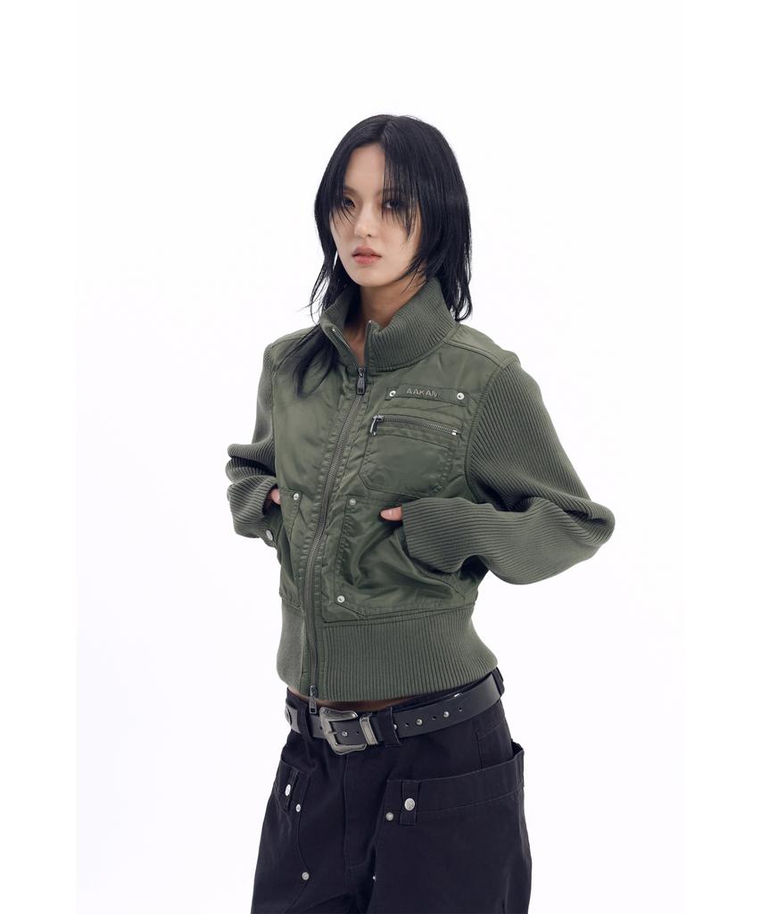 Aakam Knitted Nylon Jacket (Khaki)