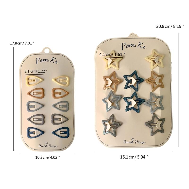 10pcs Stylish Hairpin Set Durable Alloy Hair Clip Lightweight Heart Star Hair Clip for Girls for Different Hairstyles