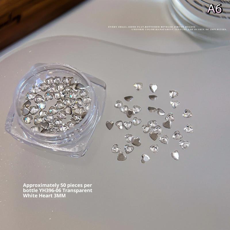 Mixed Zircon Nail Rhinestones Shiny Nail Diamond Flat Nail Gems Glass Stones Nails Decoration Nail Charm Diy Manicure Art