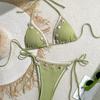 2024 Sexy Triangle Cup Bikini: Shell Lace-up Halter Swimsuit for Women