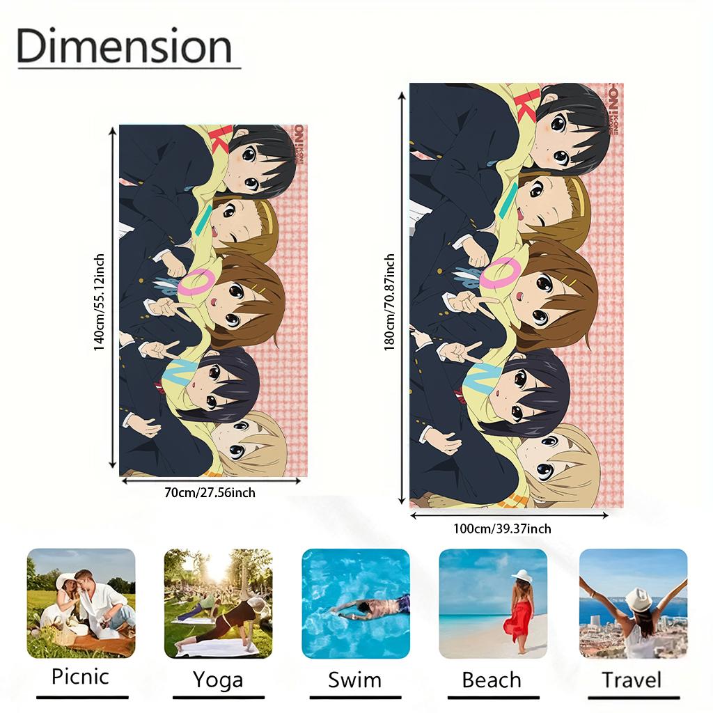 VIKAMA K-ON! Cute Girls Beach Towel Quick-drying Super Absorbent Suitable for Beach Vacation Pool Summer Funny Gift for Friends