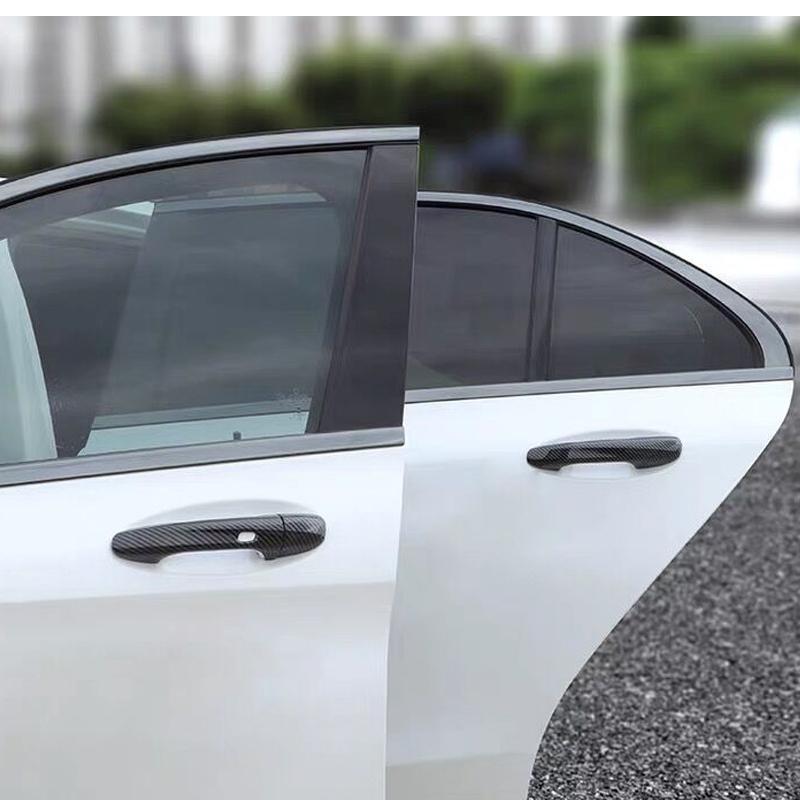 Car Exterior Carbon Fiber Style Door Handle Cover Trim Fit For Mercedes Benz GLC E Class W205 X253 W213 2016 2017 2018 