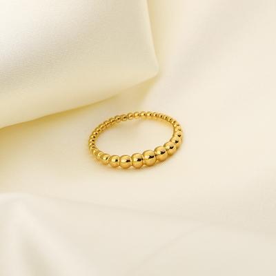 ALTERA Vintage Stainless Steel Round Bead Charm Ring for Women Fashion Minimalist Geometric Mental Ring Gold Plated Zircon Gift