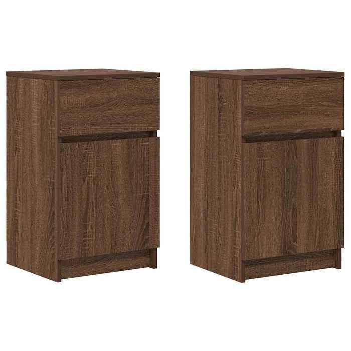 VidaXL Bedside Tables 2 Pcs Brown Oak 39x35x65 Cm Engineered Wood, Bedside Furniture, Side Table, Bed Cabinet, 861332
